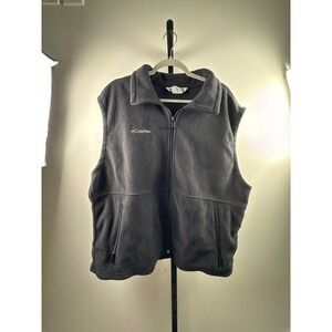 Columbia Fleece Vest Mens Large Gray Excellent Full Zip Sleeveless Jacket L